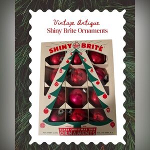 BOX #1- Shiny Brite Red Glass Antique Vintage Holiday Ornaments
